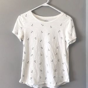 White Summer Top with Anchors
